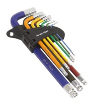 AK7190 BALL END HEX KEY ST 9PC COLOUR CODED LONG METRIC AK7190 BALL END HEX KEY ST 9PC COLOUR CODED LONG METRIC
