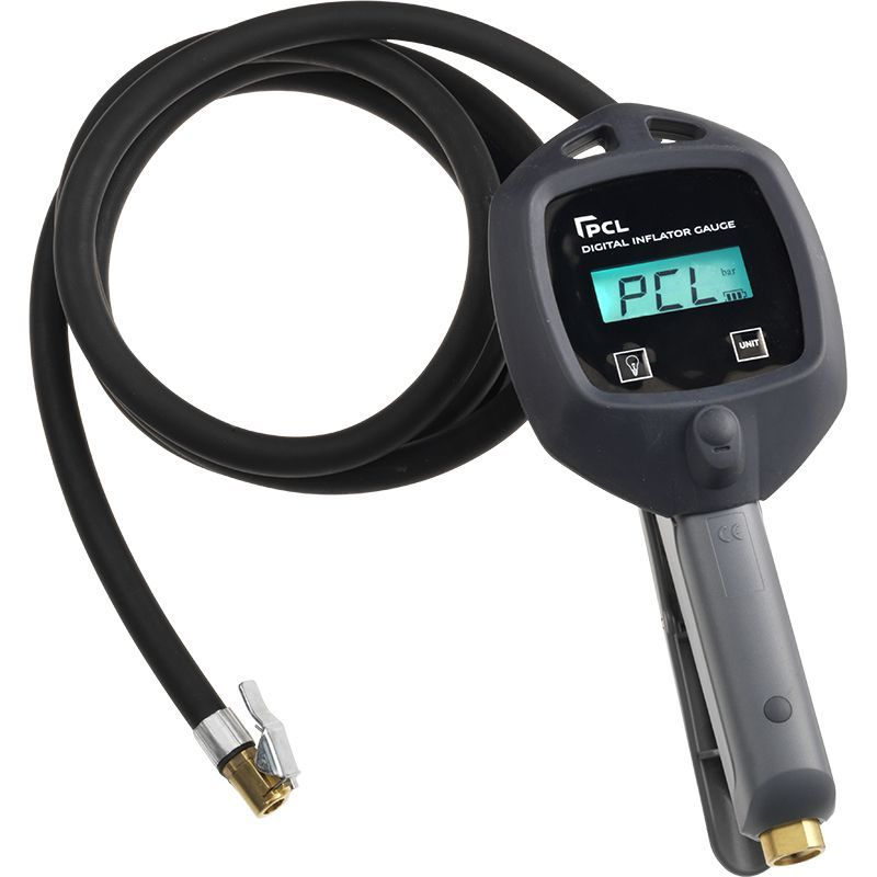 PCL DTI08 Digital Inflator Gauge 1.8m Hose with Euro Clip On Connector 